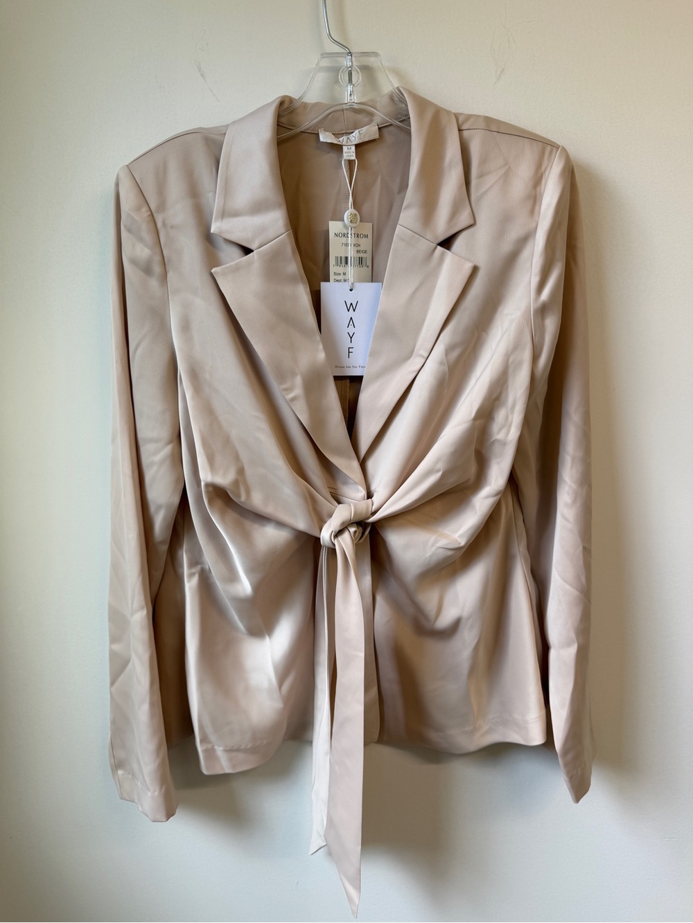 WAYF Women's Cream Tie-Front Blazer Top